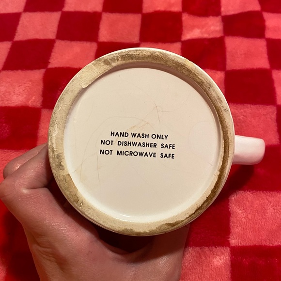 Cream, gold and pink butterfly coffee mug - Picture 4 of 6